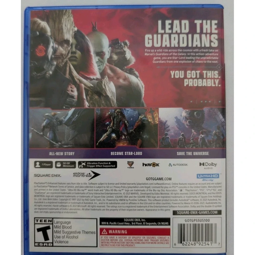 Marvel's Guardians of the Galaxy Sony PlayStation 5 PS5 CIB 2021 Square Enix